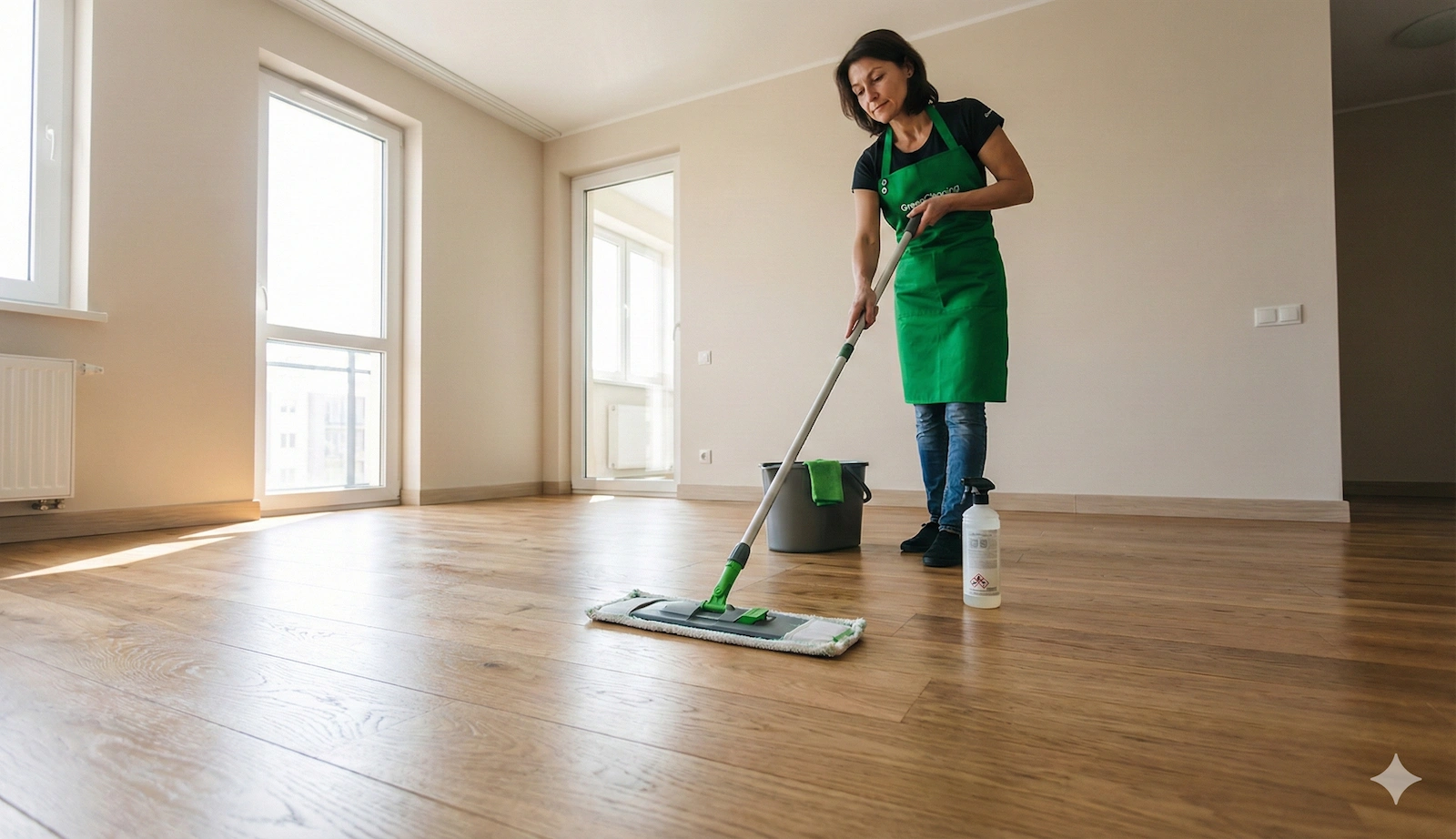 Бережная уборка паркета после ремонта