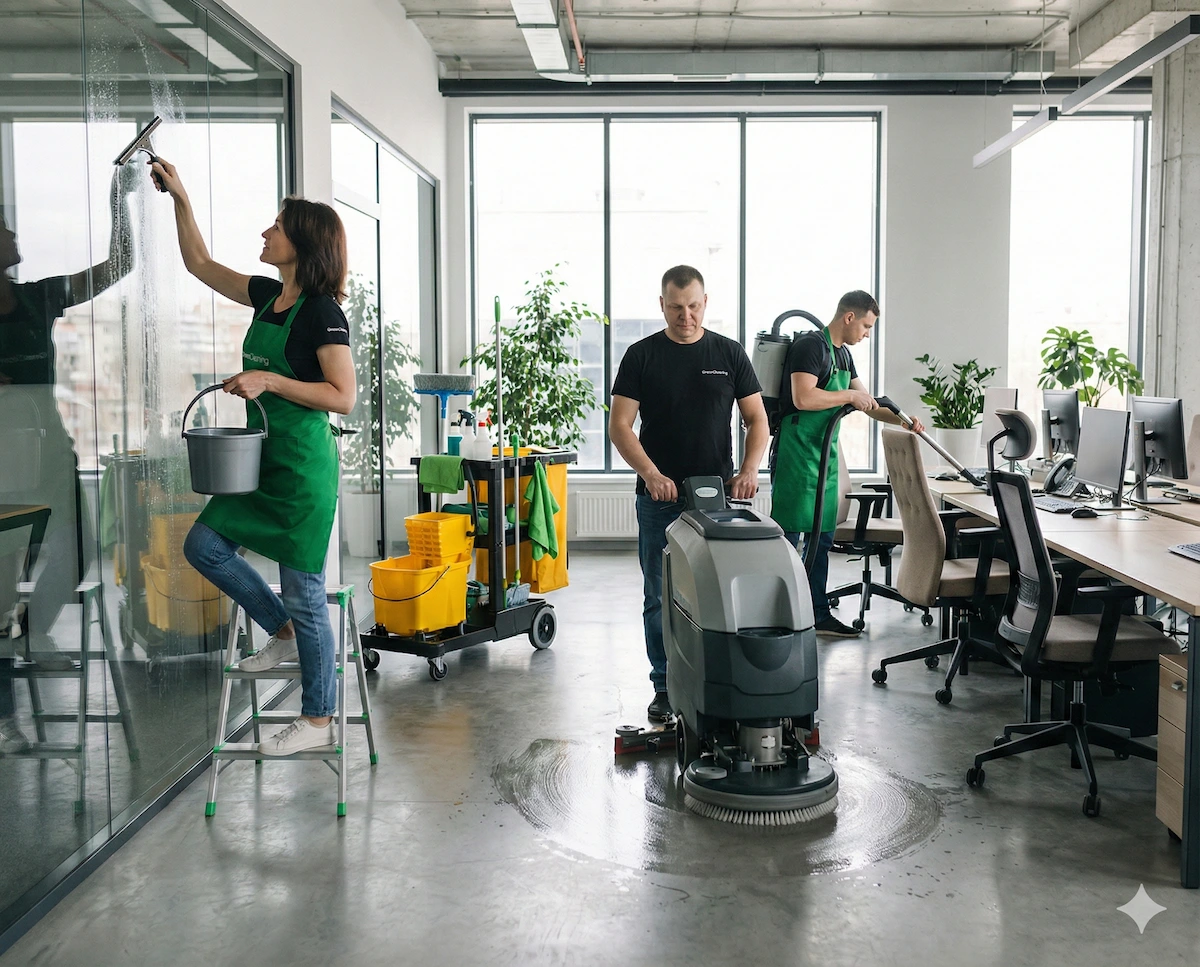 Иллюстрация для услуги: Клининговые услуги для бизнеса в Минске: уборка помещений